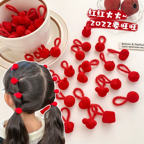 Красная детская резинка для волос, эластичный безвредный аксессуар для волос, не повреждает волосы