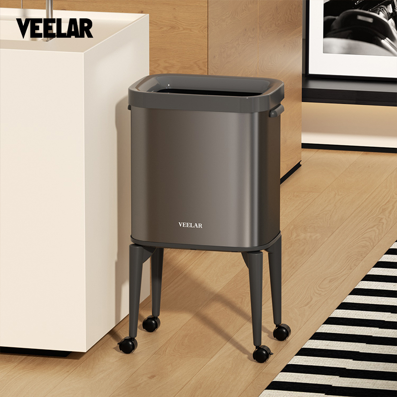 Veelar No-Bending High-Legged Lidless Trash Can 2026 New Model Press-Type Household Large-Capacity Wheeled Movable Trash Bin Veelar No-Bending High-Legged Lidless Trash Can 2026 New Model Press-Type Household Large-Capacity Wheeled Movable Trash Bin