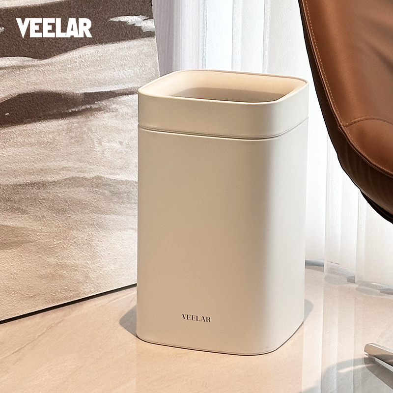 Veelar Lidless Trash Can 2026 New Model for Toilet, Home Kitchen, Bedroom, Bathroom, Living Room, High Aesthetic Value with Wheels