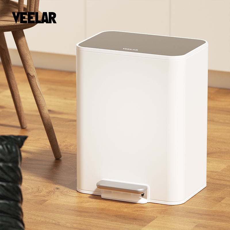 Veelar Living Room Trash Can 2024 New Model Minimalist Silent Slow-Lowering Household Stainless Steel with Lid Foot-Operated Kitchen Veelar Living Room Trash Can 2024 New Model Minimalist Silent Slow-Lowering Household Stainless Steel with Lid Foot-Operated Kitchen