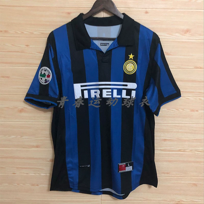 Phiên bản cầu thủ 98 99 Inter Milan Inter Milan Baggio Ronaldo áo thun polo retro áo bóng đá cổ điển - Bóng đá