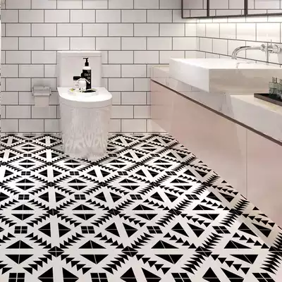Powder room waterproof floor stickers bathroom kitchen tile anti-oil wallpaper wear-resistant refurbished self-adhesive paper non-slip floor stickers