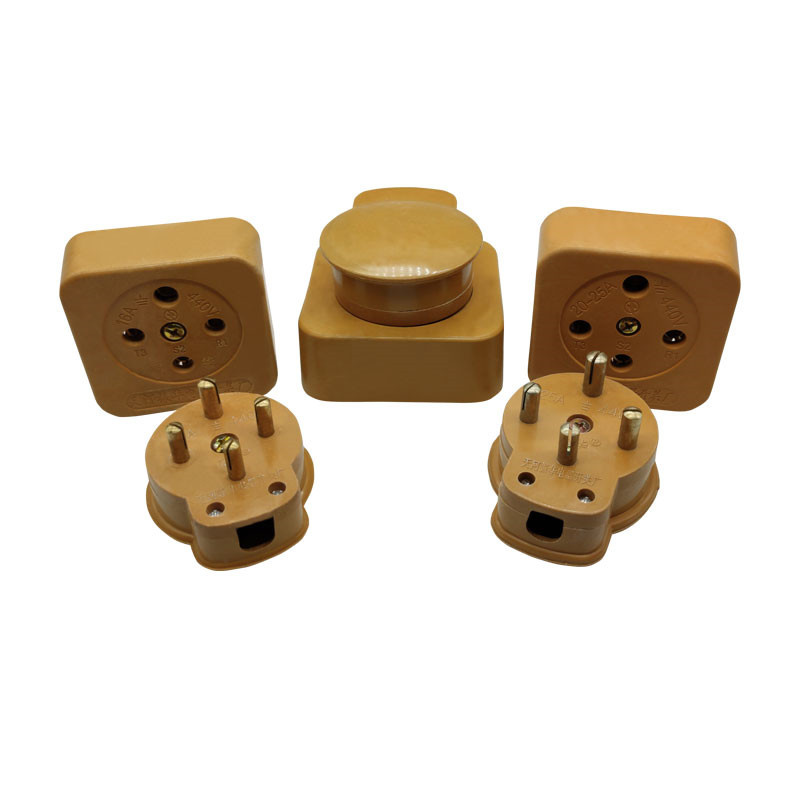 High temperature resistant three-phase four-wire male and female fiberglass plug Zhenhua brand 16A25A32A60A hole 380V industrial socket