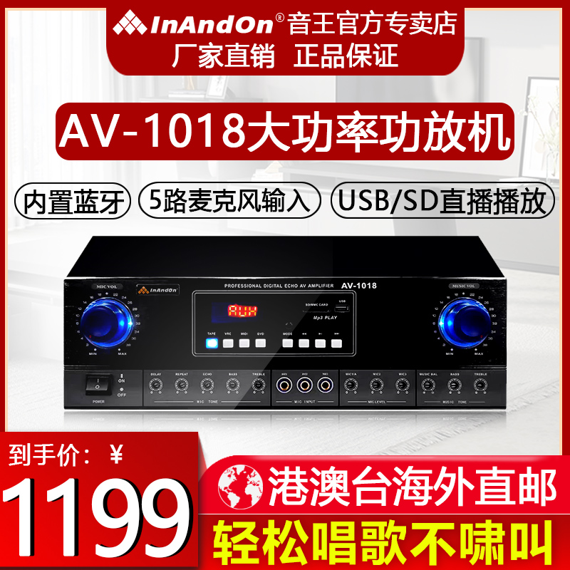 InAndOn Audio King AV-1018 Professional ktv power amplifier Karaoke Reverse Household Audio Amplifier