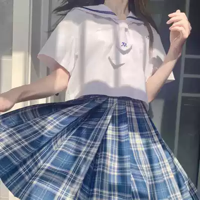 Kasukabe (HNA Line)Spot original grid skirt jk uniform skirt Orthodox female short skirt pleated skirt blue