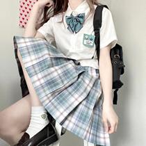 Kasukabe (court willow) spot original green gray grid skirt jk uniform orthodox girl pleated gentle