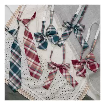 Kasukabe (Christmas grid small thing)Spot bow tie Free tie Baby bag Red flat-horned rabbit ears