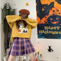 Kasukabe (from 1000 times a month) spot original purple plaid skirt jk uniform orthodox Halloween