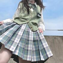 Kasugabe (drunk spring smoke) spot original green grid skirt jk uniform orthodox girl pleated fresh