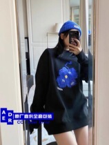 Der a small blue flower pattern sweater women ins trend embroidery three-dimensional print long sleeve base shirt top