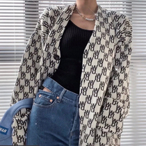 (100%)we11done Wool Knitted Cardigan Old Flower Seoul Qualified welldone Double Coat