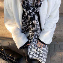 The correct version of we11done letter logo print double-sided wool scarf welldone cashmere knitted scarf