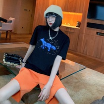 Korea Tide brand short sleeve T-shirt female AE loose Fox print pattern t-shirt student street sports shirt