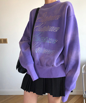 (100%)we11done Sweatshirt Women 2020 Autumn and Winter Tie Dyeing Color Letters Print welldone Round Neck