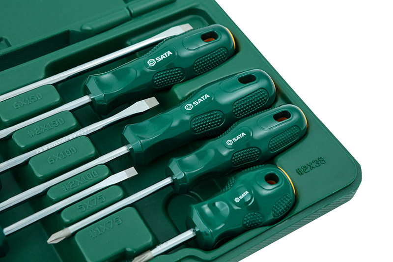 SATA Genuine Shida Tools 8 Pieces A Series One Word Cross Plastic Handle Screwdriver Set Screwdriver 09306