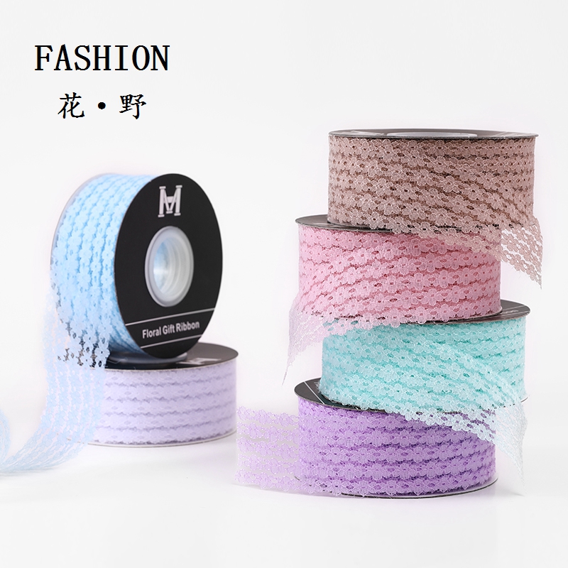 Flower - field 4 2cm 5 plum ribbon lace lace lace lace - lace - bound hand - crafted butterfly - knit ribbon