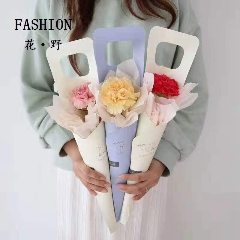 Teacher's Day work gift handmade kraft paper single tulip flower packaging material floral bouquet box
