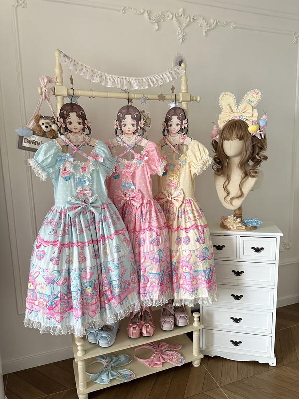[in Stock] Aunahear Lolita Cute Style Sweet Dress Japanese Ribbon - Dollhouse Op, Overalls