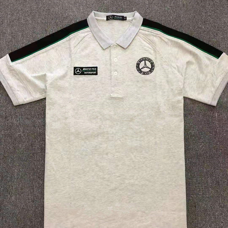 Authentic Mercedes-Benz Short-Sleeved T-Shirt Men's Summer T-Shirt Casual Loose Half-Sleeved Polo Shirt Lapel Racing Suit Men's Clothing