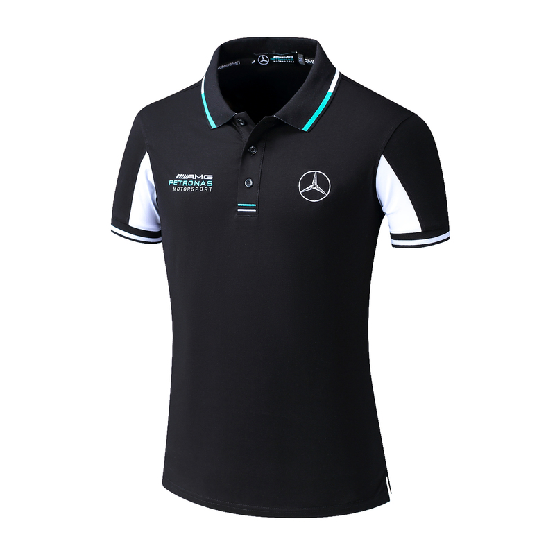 Mercedes-Benz Polo Shirt Racing Uniform Summer Lapel Pure Cotton 4S Shop Work Uniform Short-Sleeved T-Shirt for Men
