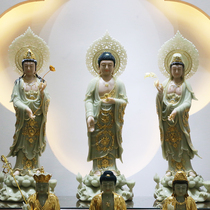 The Three Mime Han Baiyu Amitabha Buddha statue of the Buddha statue of Buddha statue such as the Buddha statue of Buddha West Three Holy Buddha statue