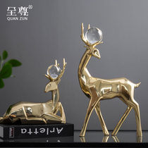 Full respect crystal ball copper deer gorgeous art bright design modern simple light luxury porch model room living room decoration