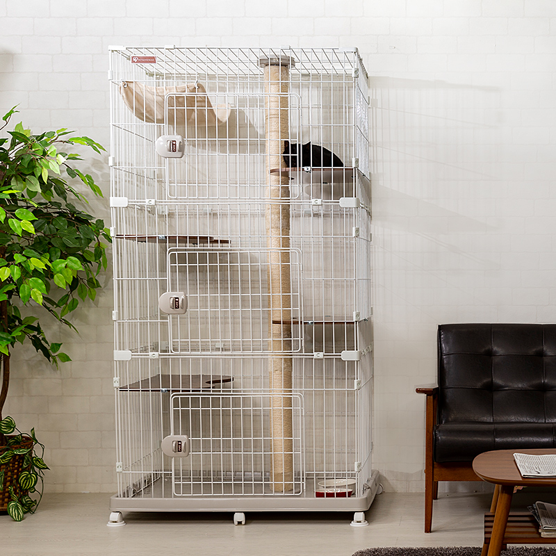Japanese Alice Cat Cage IRIS Cat Villa with cat crawling in super-large free space cat house three floors large