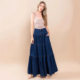 Women casual half skirt European and American street hotties low-waist vacation style cake denim skirt