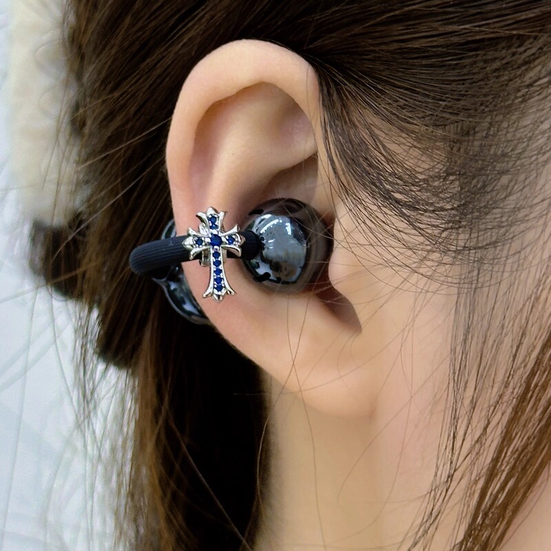 【Crow Heart】White Diamond Cross Can Be Attached to Huawei Freeclip Ear Clip Headphones, Dark Style Diamond Buckle