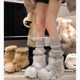 韩订单～6cm增高羊毛毛鞋女加绒2025冬季新款百搭棉鞋雪地靴