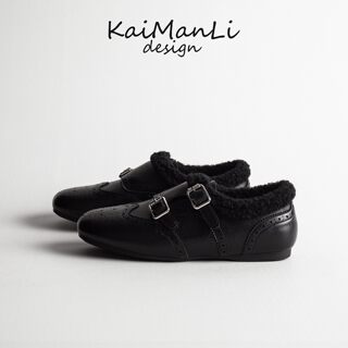 真皮内增高加绒勃肯鞋女秋冬皮带扣保暖休闲懒人一脚蹬毛毛棉鞋子