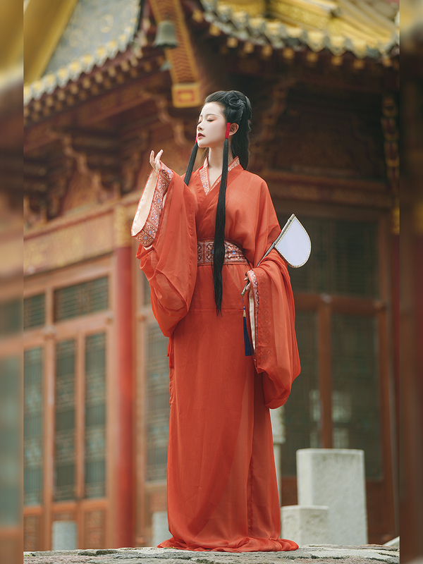 Thirty-Six Original Hanfu for Women【Dream】Warring States Period Robe, Reproduction of Ma Shan Chu Tomb, Straight Hem with Trailing Tail, Loose Fit for Spring and Autumn