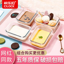 Xil buckle homemade ice cream mold box food grade home made ice cream bowl with lid glass bowl container
