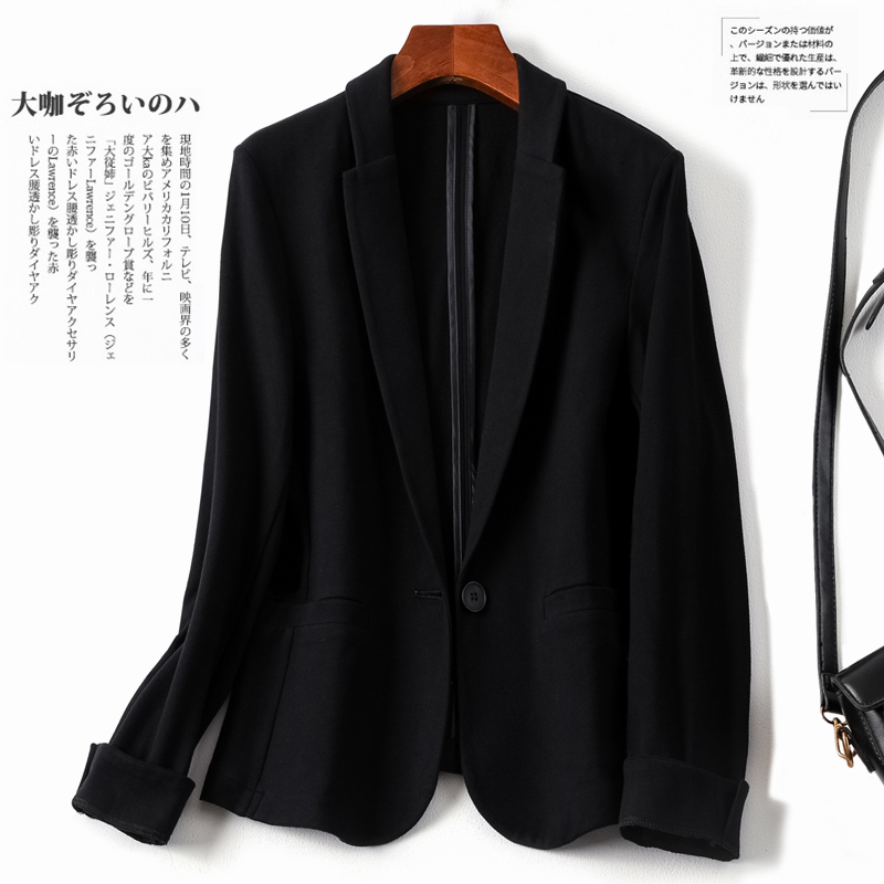 Commuting Blazer for Women, Short, Slim Fit, Elastic Cotton, Waist-Cinching Suit, Solid Color, 2024 Spring and Autumn New Style