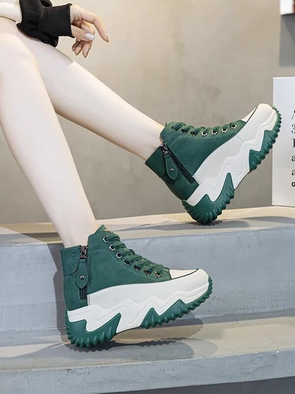 Brand Special Offer Genuine Leather Dad Shoes 2025 Autumn and Winter New High-Top Shoes Thick-Soled Height-Increasing Women's Casual Sports Shoes Brand Special Offer Genuine Leather Dad Shoes 2025 Autumn and Winter New High-Top Shoes Thick-Soled Height-Increasing Women's Casual Sports Shoes