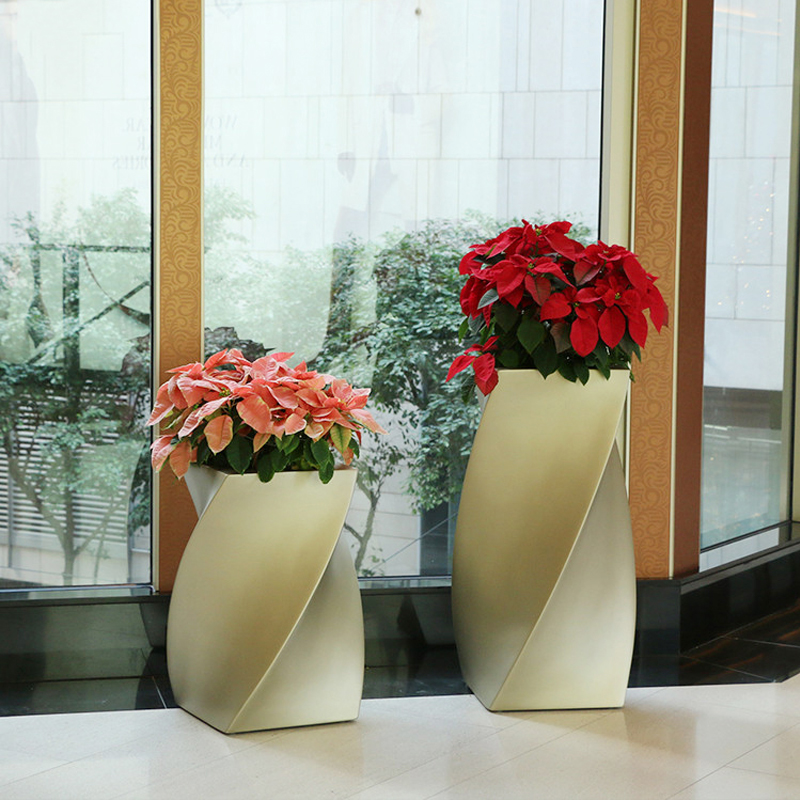 Fiberglass shopping mall flower pot hotel villa floor large vase outdoor landscape flower pot park scenic area flower bed flower box
