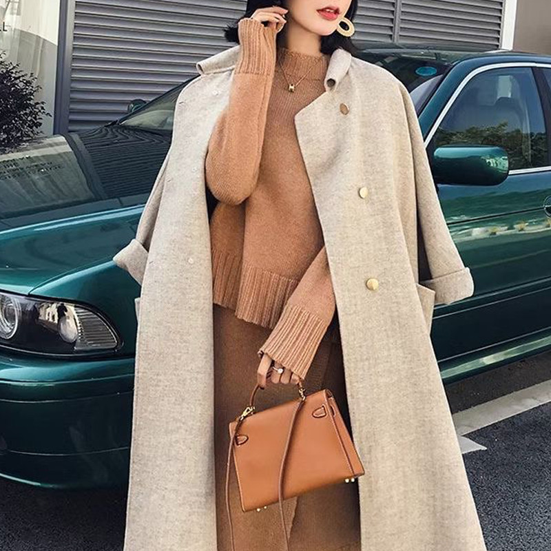 2022 new fall high-end fashion Double-sided wool What to do with the long version of the coat Han version of the coat Han version