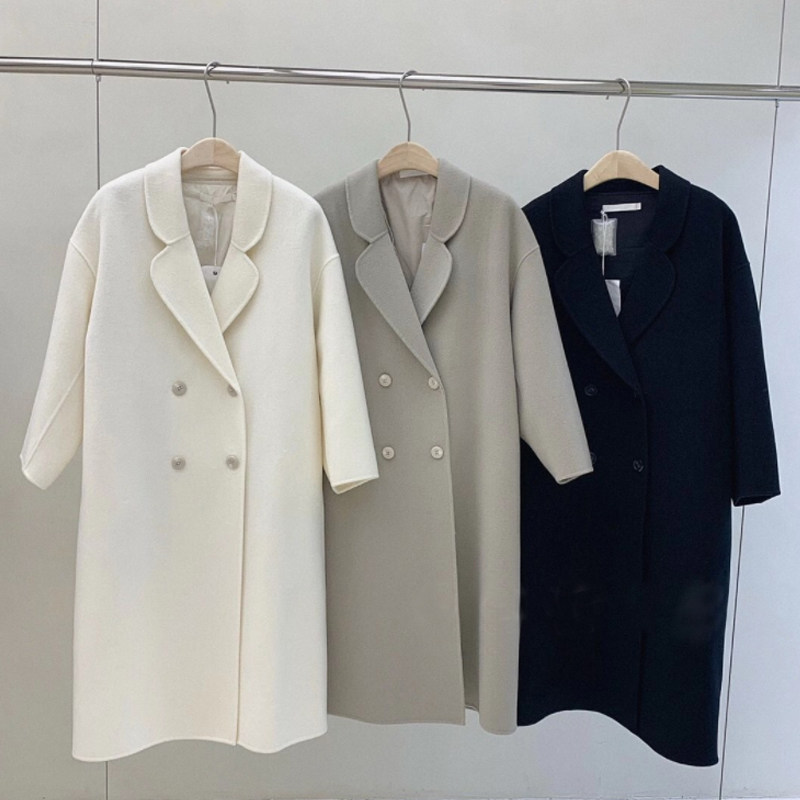 2022 straight podcast double sided velvet wool What to do with the long version of the long version loose in the straight cylinder of the female coat straight cylinder