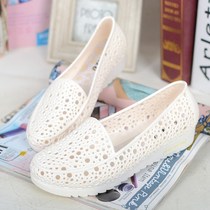 Summer Hollowed-out Women Shoes Jelly Shoes Thick Bottom Plastic Sandals Baotou Flat Heel Cave Shoes White Nurse Shoes Women Beach Shoes