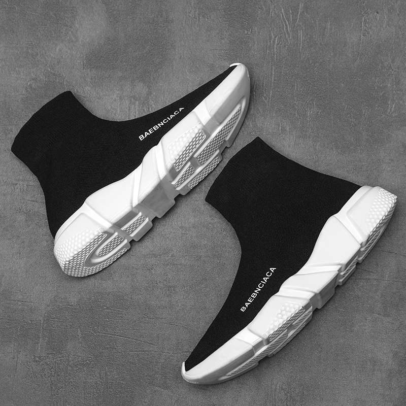 Spring and Autumn New High-Top Sock Shoes for Men, Trendy Couple Breathable Sports Casual Versatile Slip-On Lightweight Women's Shoes
