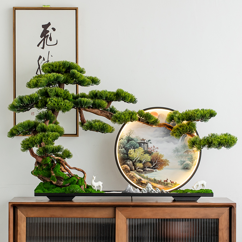 Light Luxury High-End New Chinese-Style Ornaments, Artificial Green Plants, Welcoming Pine Trees, Hotel Entrance Decoration, Housewarming Gifts Light Luxury High-End New Chinese-Style Ornaments, Artificial Green Plants, Welcoming Pine Trees, Hotel Entrance Decoration, Housewarming Gifts