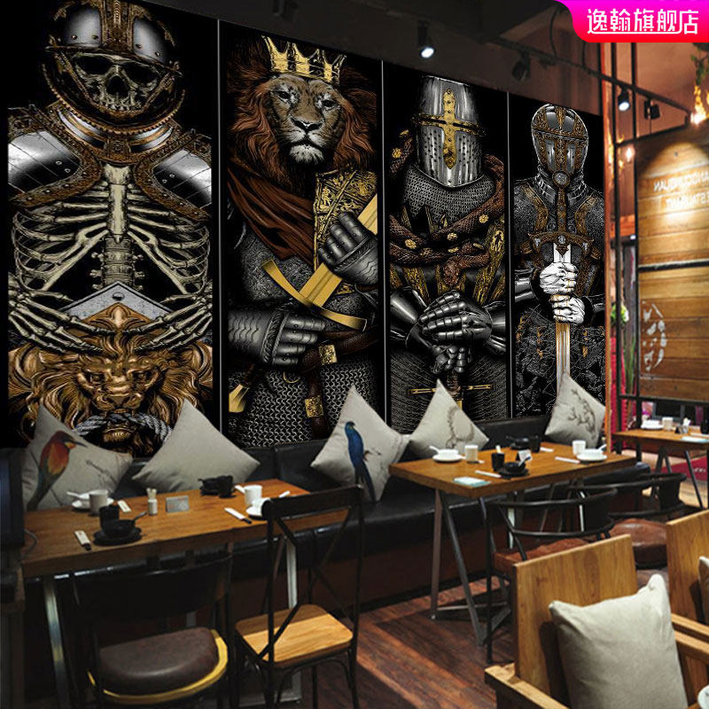 3d日本般若浮世繪壁紙武士日式和風櫻花紋身店壁紙刺青館壁畫