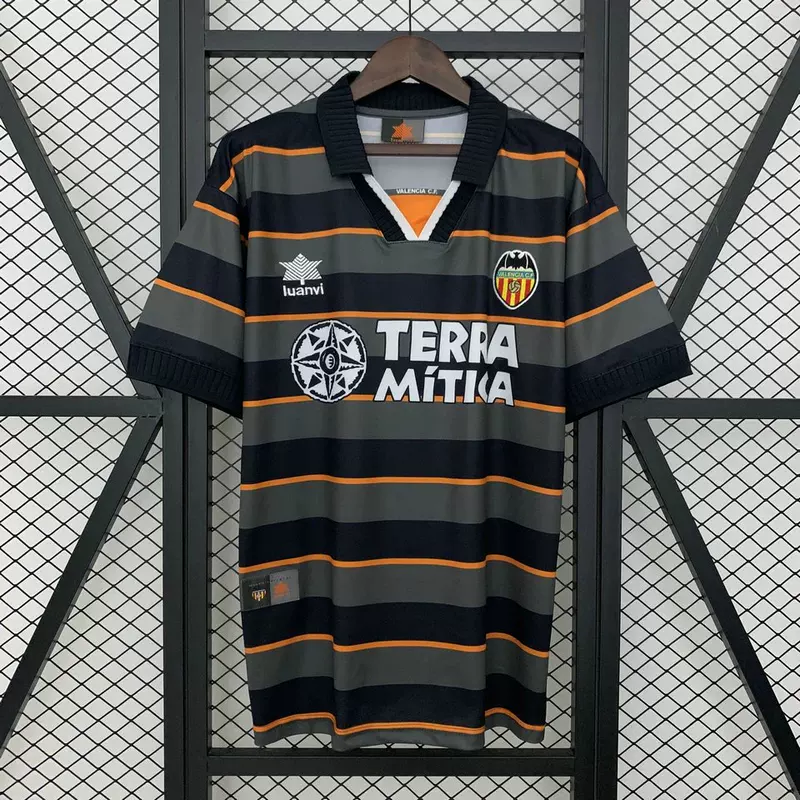 99-00 Valencia джерси Valencia ретро футбольная майка Mendieta Valencia второй гость