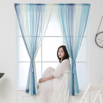 Curtain non-perforated installation semi-shading bedroom balcony magic sticky self-adhesive light transparent opaque small window short