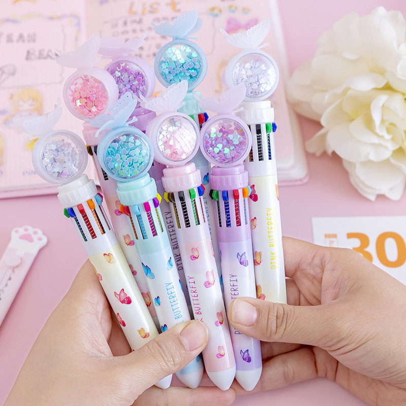 Butterfly deco color pen Multi-color ballpoint pen Multi-color pen Multi-color pen in all-in-one pen with note Special Wholesale Instrumental Pen Colorful Pen COLORFUL PEN WITH COLORFUL PEN