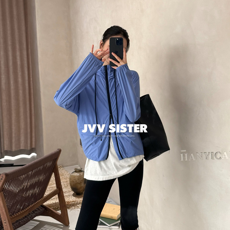 Jvv Sister New Summer Style Trendy Thin Sun Protection Hooded Jacket Korean Style Loose Casual Sports Top