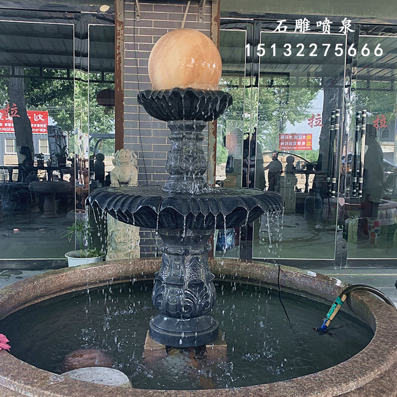 Custom Large Evening Glow Red Stone Carved Fountain Wind Water Polo Outdoor Patio Marble Natural Au Style Water Fish Pool Fountain