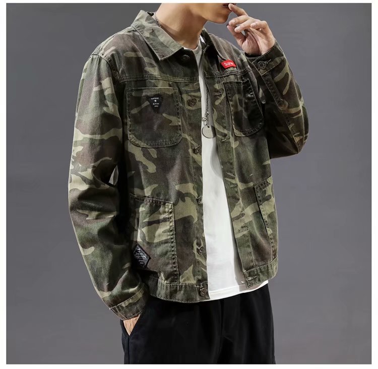 Camouflage Jacket Single Piece Spring and Autumn Hong Kong Style Twill Jacket Men's Korean Style Loose Top Trendy and Handsome
