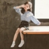 2019 cô gái mùa xuân và mùa thu dài tay trên Sesame trẻ em Shirt Style Medium Child Plaid Shirt 