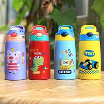Childrens thermos cup 316 stainless steel cup with straw for Children Baby learning drinking cup anti-drop cartoon